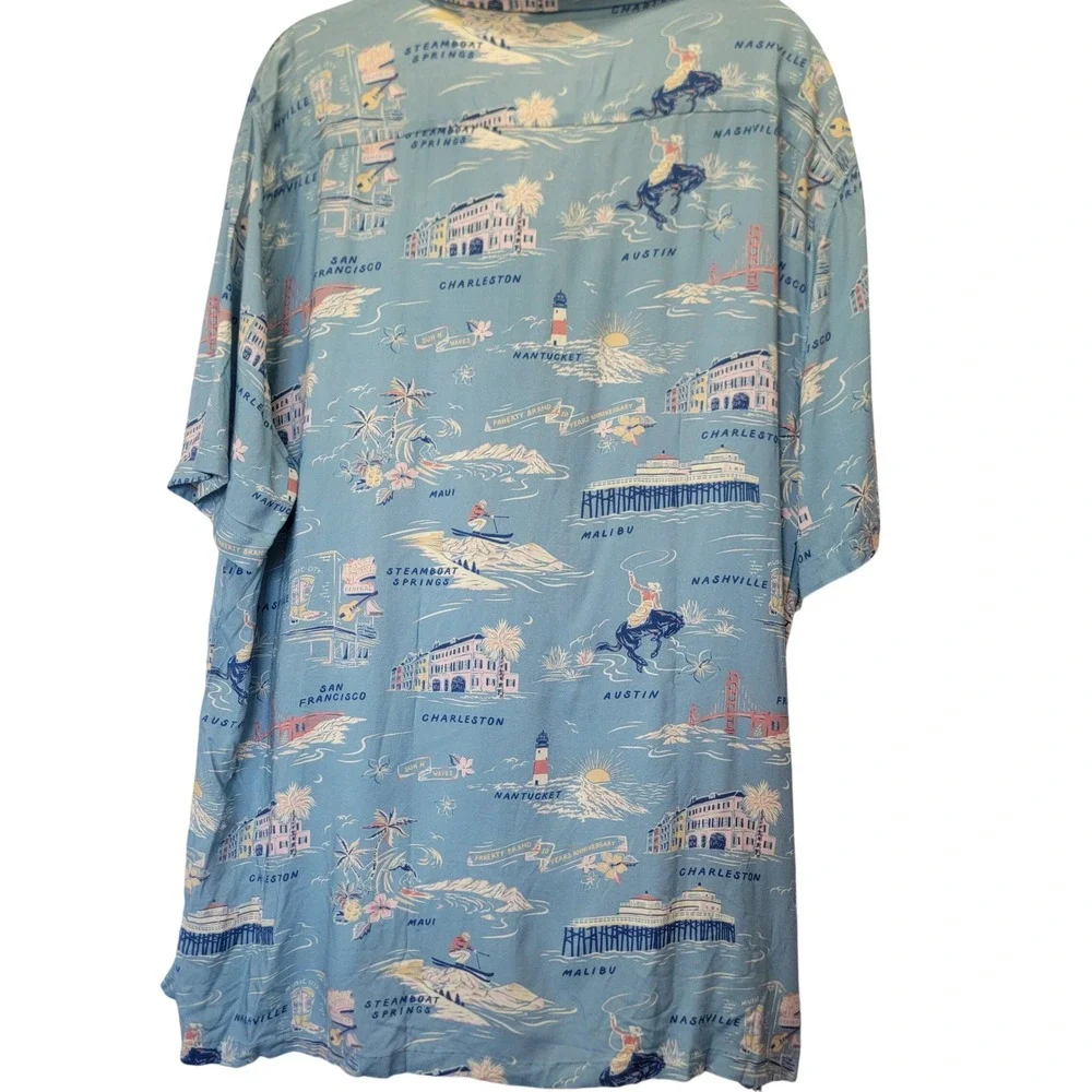 NEW Faherty Kona Camp Limited Tour Print Shirt Viscose Men XXL Resort Wear Beach